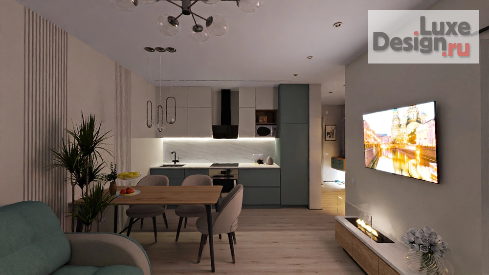 Дизайн интерьера двухкомнатной квартиры "2 ком. квартира-студия ЖК Академ-Центр г. Екатеринбург" (фото 7)