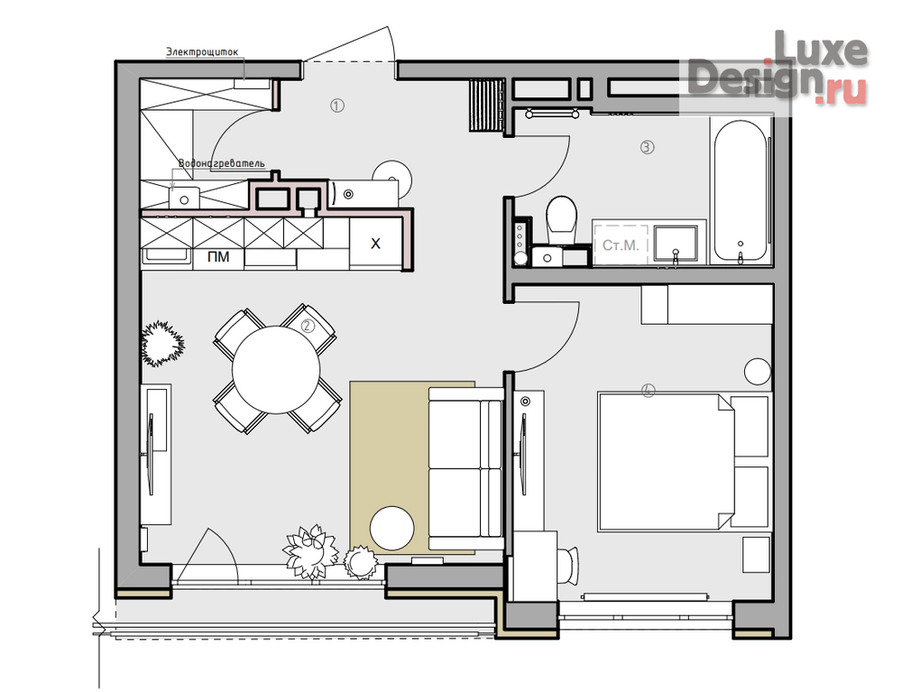 Дизайн интерьера двухкомнатной квартиры "Квартира студия" (фото 15)