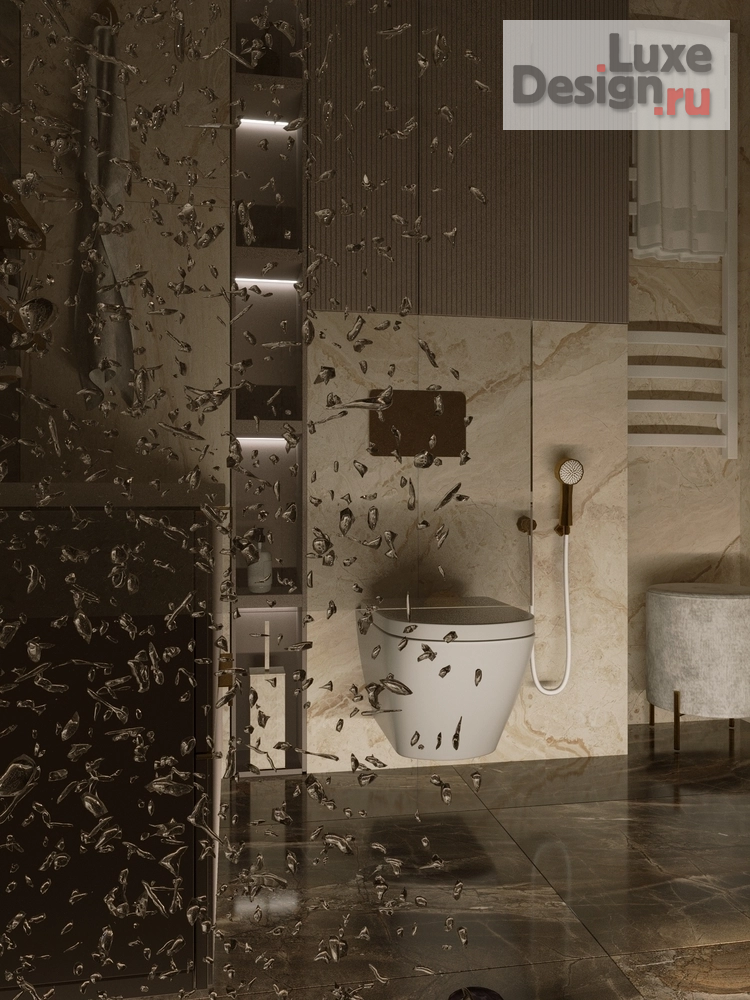 дизайн интерьера санузла "Санузел с золотыми акцнетами" (фото 1)