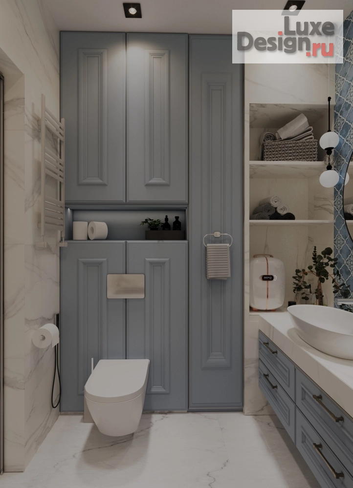 дизайн интерьера санузла "Санузел с голубыми акцентами" (фото 2)