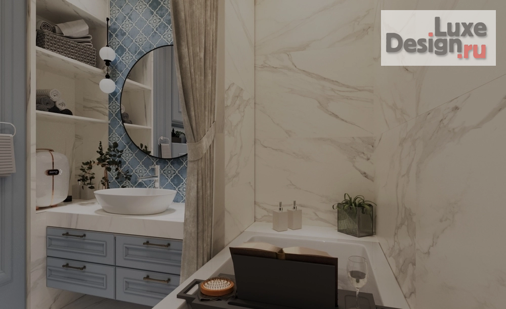 дизайн интерьера санузла "Санузел с голубыми акцентами" (фото 4)