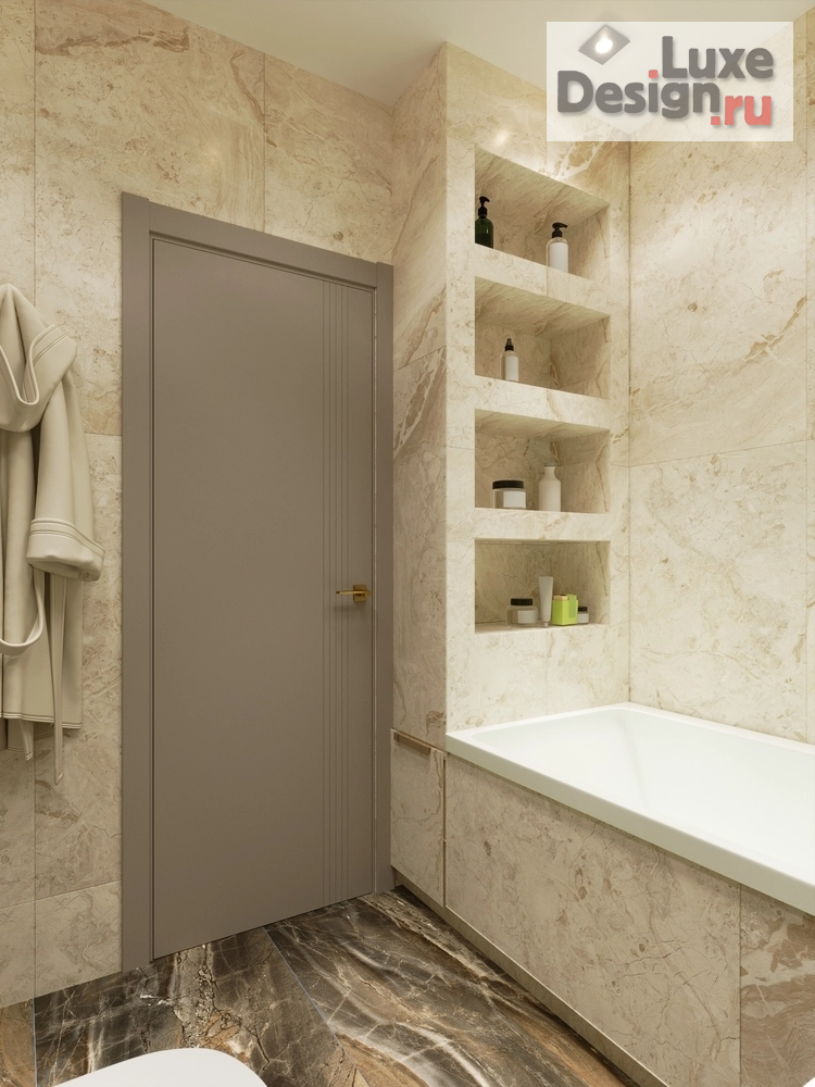 дизайн интерьера санузла "Санузел с золотыми акцнетами" (фото 4)