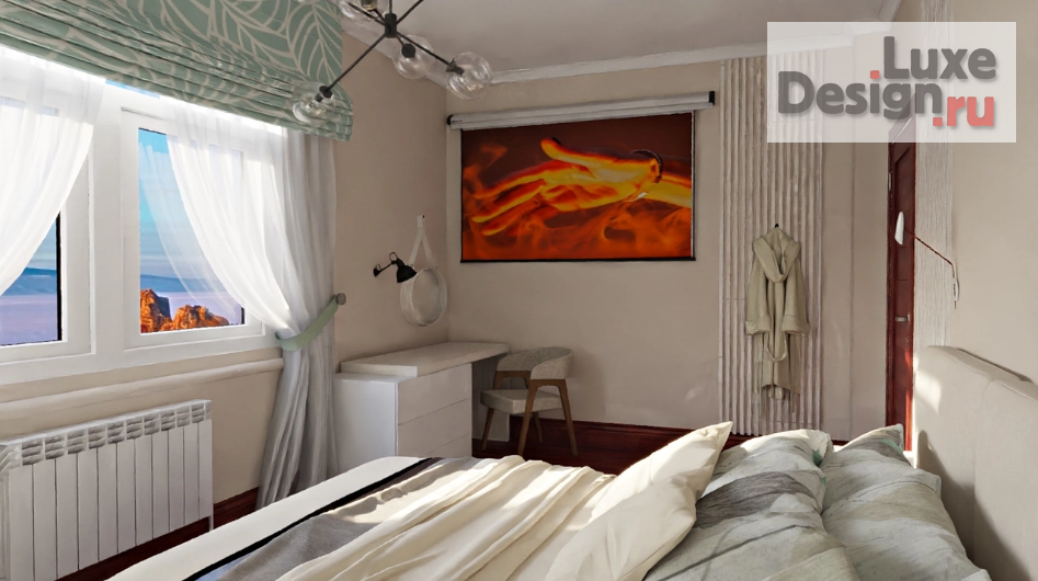 Дизайн интерьера загородного дома "Планировочные решения спальни, визуализация" (фото 17)