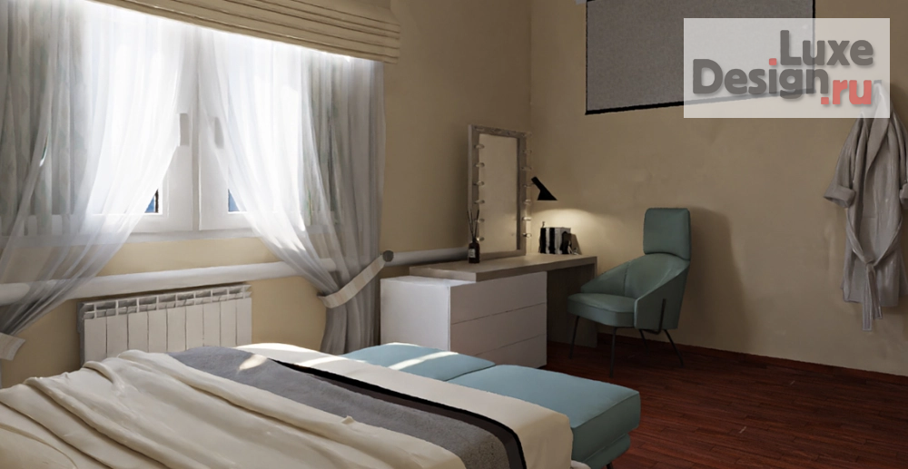 Дизайн интерьера загородного дома "Планировочные решения спальни, визуализация" (фото 11)