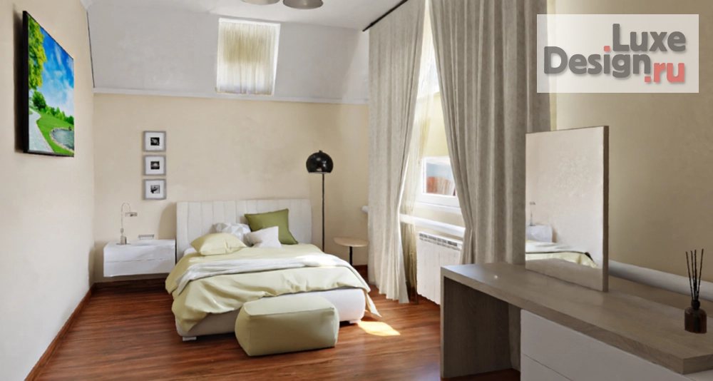 Дизайн интерьера загородного дома "Планировочные решения спальни, визуализация" (фото 13)