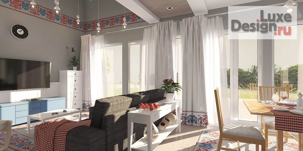 Дизайн интерьера загородного дома "Домик в деревне" (фото 1)