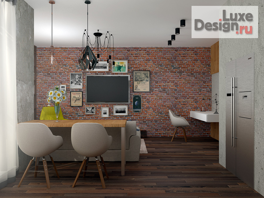 Дизайн интерьера однокомнатной квартиры "Лофт для девушки" (фото 1)