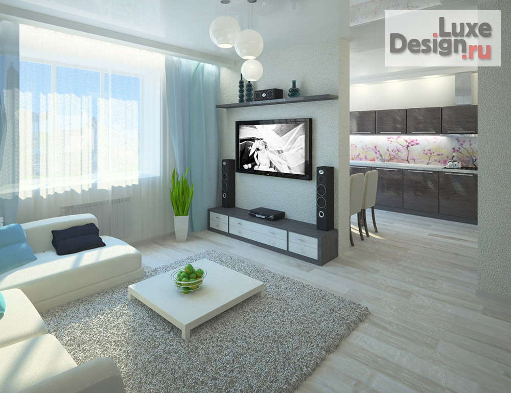 Дизайн интерьера трехкомнатной квартиры "Гостиная-студия с прихожей в квартире ЖК Оазис" (фото 3)