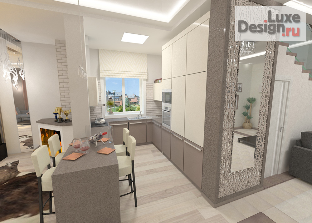 Дизайн интерьера коттеджа "Гостиная-студия в частном доме." (фото 5)