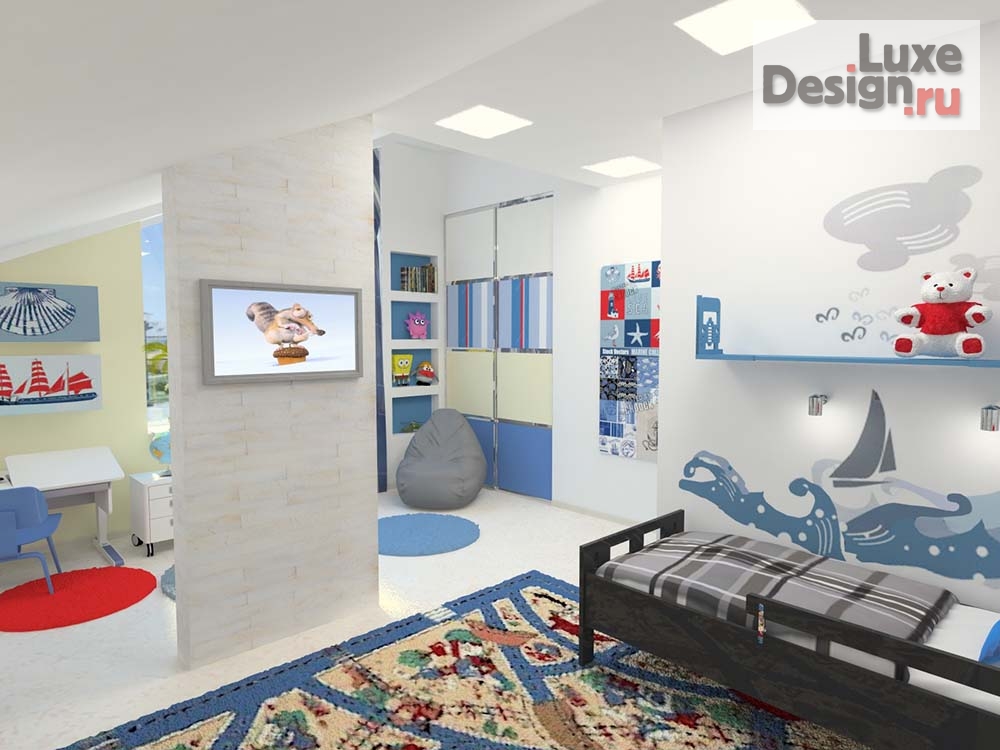 Дизайн интерьера коттеджа "Детская в мансардном этаже коттеджа в пос. Белые Росы." (фото 4)