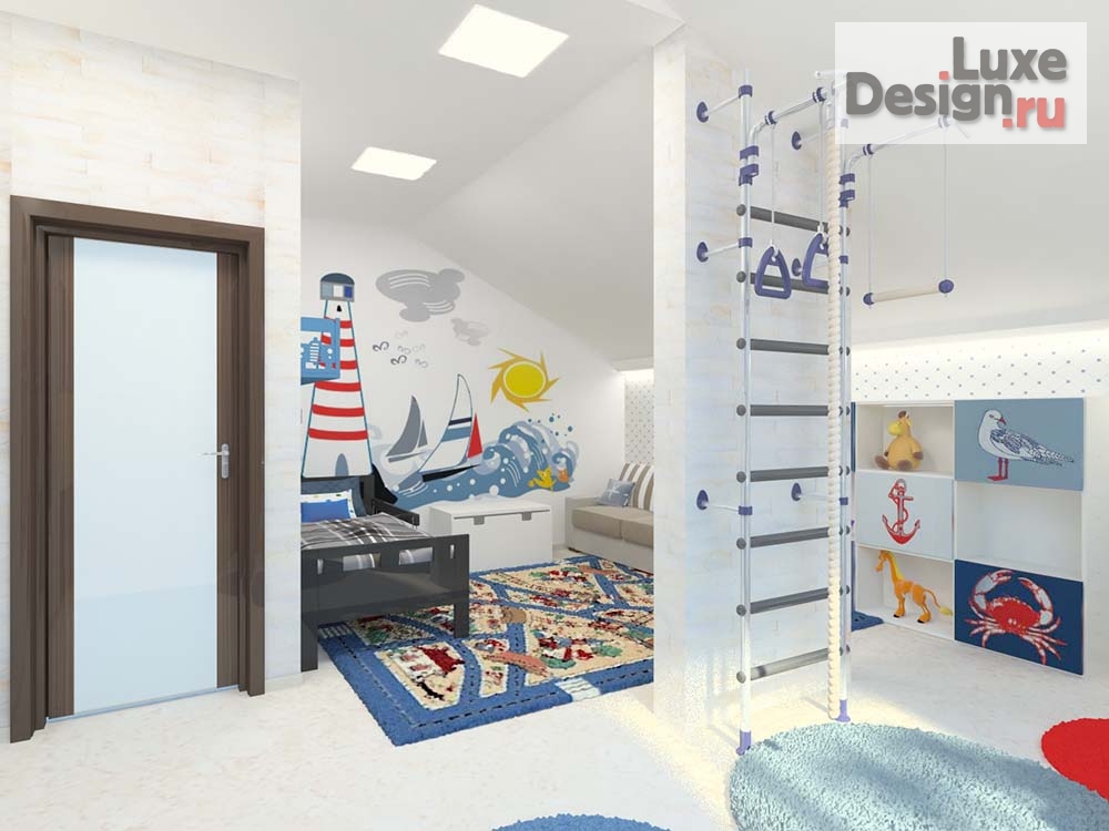 Дизайн интерьера коттеджа "Детская в мансардном этаже коттеджа в пос. Белые Росы." (фото 2)
