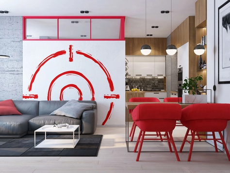 Дизайн интерьера двухкомнатной квартиры в Новосибирске "Красный цвет в интерьере квартиры"