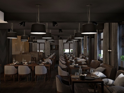 Дизайн интерьера ресторана в Новосибирске "Проект ресторана и зоны ресепшн отеля "Park Wood", 149 кв.м"