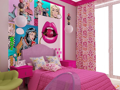 Дизайн интерьера комнаты в Новосибирске "Проект комнаты для девушки"