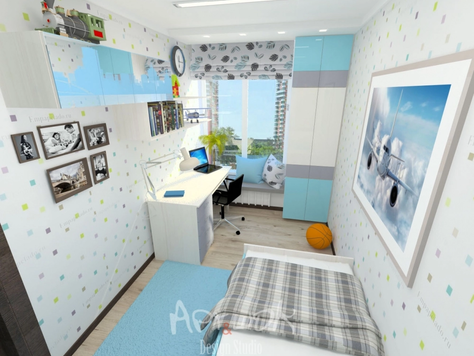 Дизайн интерьера четырехкомнатной квартиры в Новосибирске "Квартира в ЖК Панорама.  Детская сына"
