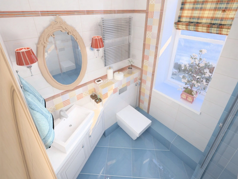 Дизайн интерьера таунхауса в Новосибирске "Прованс в ванной таунхауса, пос. Березки"